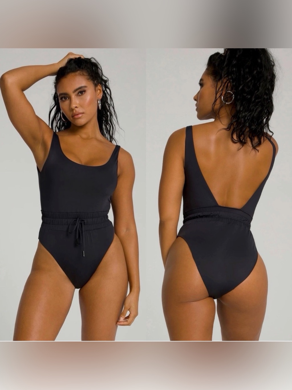 Good American Boxer One Piece Swim Suit Black